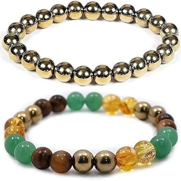Multiagate_Stone,_Green_Aventurine,_Golden_Pyrite,_Crystal,_Tiger's_Eye,_Citrine_Bracelet_Set_(Pack_of_2)