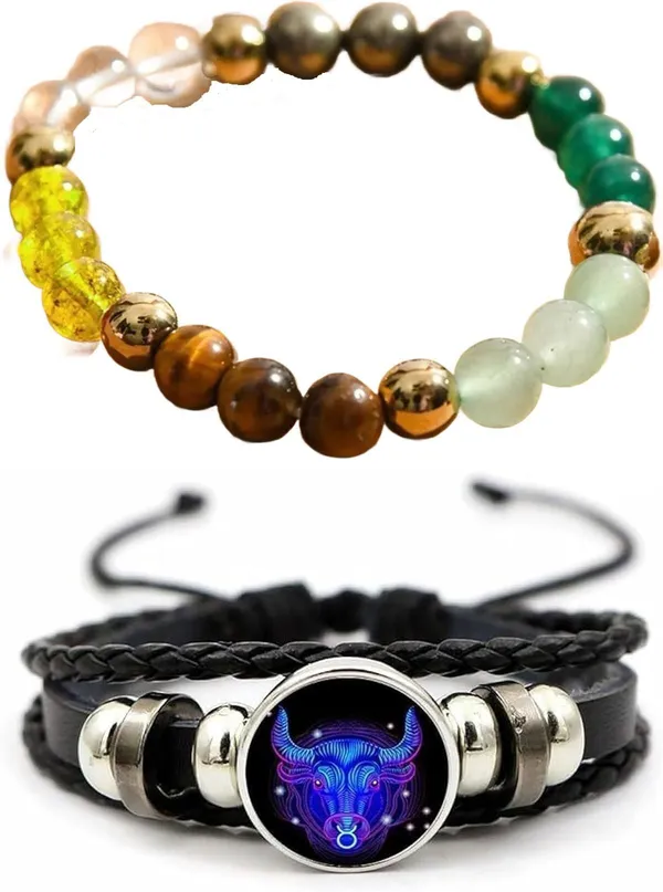 Multiagate_Stone,_Leather_Bracelet_Set_(Pack_of_2)