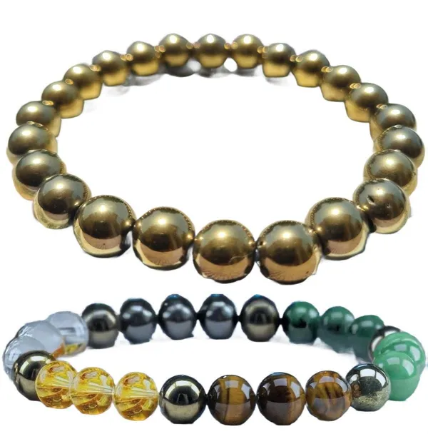 Multiagate_Stone,_Golden_Pyrite_Bracelet_Set_(Pack_of_2)