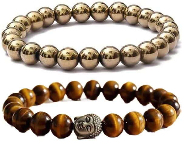 Multiagate_Golden_Pyrite,_Tiger's_Eye_Bracelet_Set_(Pack_of_2)
