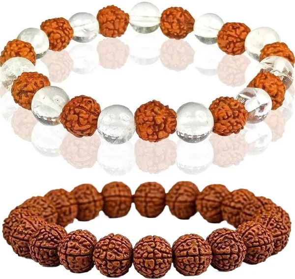 Multiagate_Rudraksha,_Clear_Quartz_Bracelet_Set_(Pack_of_2)