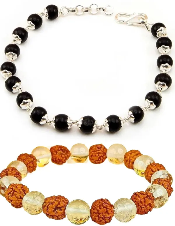 Multiagate_Wood,_Crystal,_Rudraksha,_Alloy,_Clear_Quartz_Bracelet_Set_(Pack_of_2)