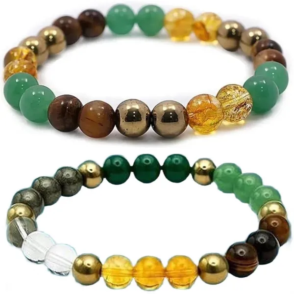 Multiagate_Pyrite,_Stone,_Green_Aventurine,_Citrine_+_Golden,_Tiger's_Eye_Bracelet_Set_(Pack_of_2)