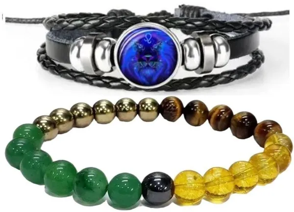 Multiagate_Stone,_Leather_Bracelet_Set_(Pack_of_2)