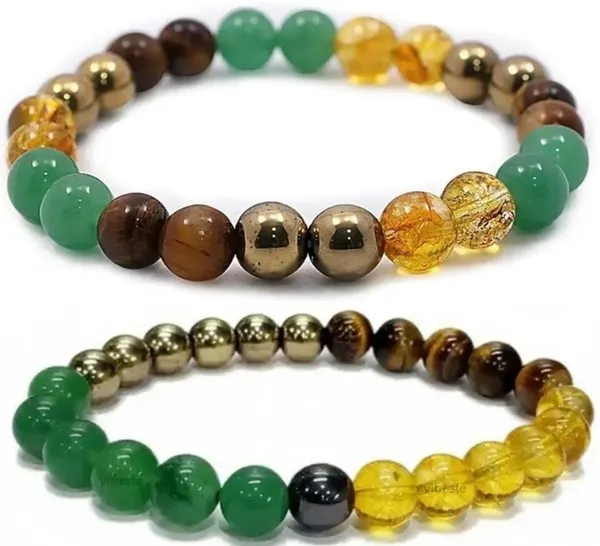 Multiagate_Pyrite,_Stone,_Green_Aventurine,_Citrine_+_Golden,_Golden_Pyrite,_Tiger's_Eye,_Citrine_Bracelet_Set_(Pack_of_2)