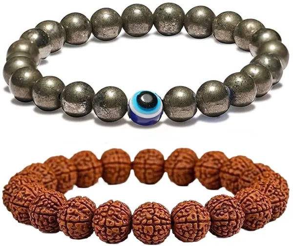 Multiagate_Pyrite,_Stone,_Crystal,_Rudraksha,_Evil_Eye_Bracelet_Set_(Pack_of_2)