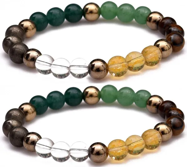 Multiagate_Pyrite,_Green_Aventurine,_Crystal,_Tiger's_Eye,_Citrine_Bracelet_Set_(Pack_of_2)