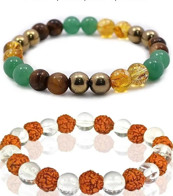 Multiagate_Pyrite,_Green_Aventurine,_Golden_Pyrite,_Tiger's_Eye,_Rudraksha,_Citrine,_Clear_Quartz_Bracelet_Set_(Pack_of_2)