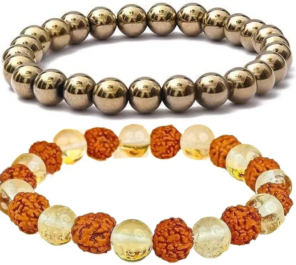 Multiagate_Golden_Pyrite,_Crystal,_Rudraksha,_Clear_Quartz_Bracelet_Set_(Pack_of_2)
