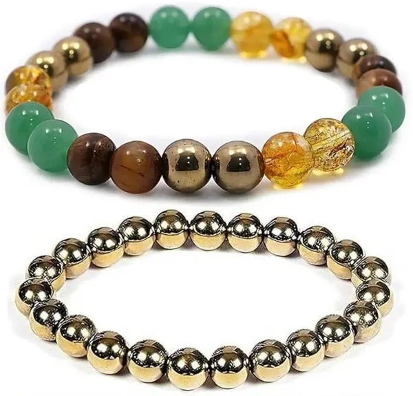 Multiagate_Pyrite,_Stone,_Green_Aventurine,_Citrine_+_Golden,_Tiger's_Eye_Bracelet_Set_(Pack_of_2)