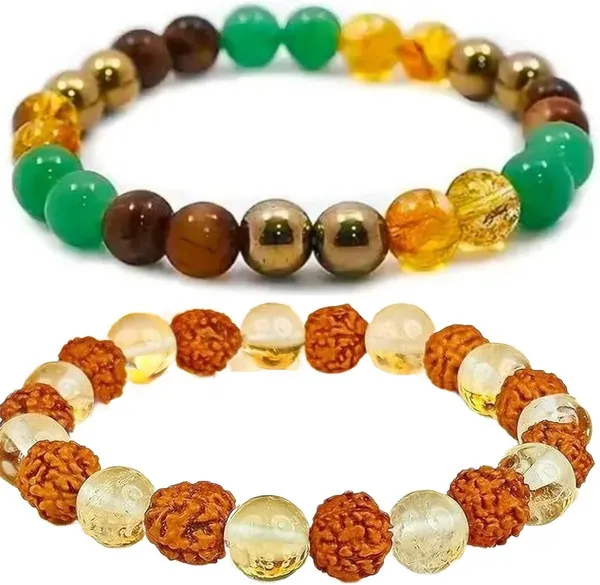 Multiagate_Pyrite,_Green_Aventurine,_Crystal,_Tiger's_Eye,_Rudraksha,_Citrine,_Clear_Quartz_Bracelet_Set_(Pack_of_2)