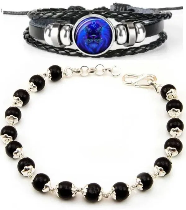 Multiagate_Wood,_Alloy,_Leather_Bracelet_Set_(Pack_of_2)