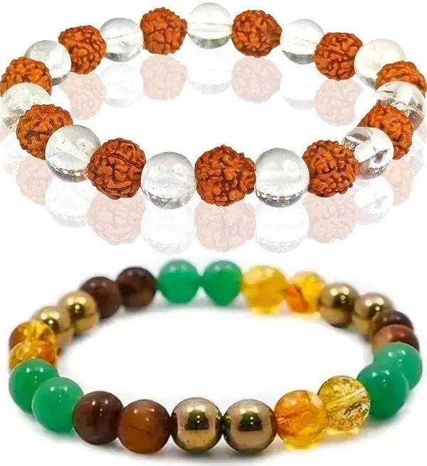 Multiagate_Pyrite,_Green_Aventurine,_Tiger's_Eye,_Rudraksha,_Citrine,_Clear_Quartz_Bracelet_Set_(Pack_of_2)