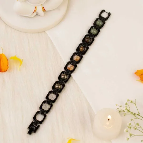 Multiagate_Pyrite,_Green_Aventurine,_Tiger's_Eye,_Citrine,_Clear_Quartz,_Stainless_Steel_Beads_Silver_Bracelet_()