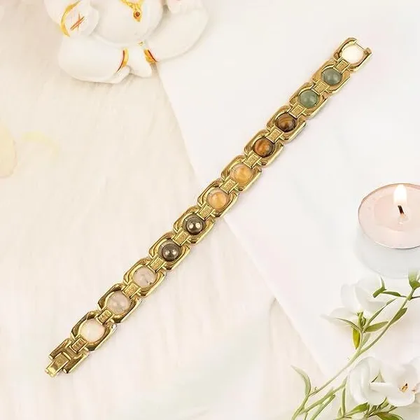 Multiagate_Pyrite,_Green_Aventurine,_Tiger's_Eye,_Citrine,_Clear_Quartz,_Stainless_Steel_Beads_Silver_Bracelet_()