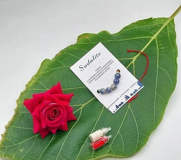 Designer_Sodalite_5_Beads_Crystal_Stone_Rakhi|_for_Relaxasion_Communication_and_Glamour_Pearl_Rakhi_by_Multiagate_(Real_Gemstone,_Charm_Bracelet,_Crystal_Stone)