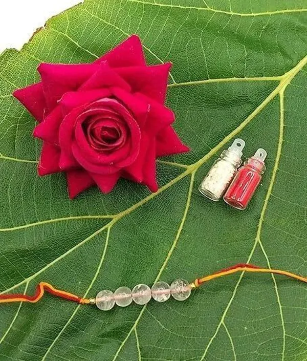 Designer_Clear_Quartz_5_Beads_Crystal_Stone_Rakhi|_Rakhi_For_Spiritual_Growth_Pearl_Rakhi_by_Multiagate_(Real_Gemstone,_Charm_Bracelet,_Crystal_Stone)