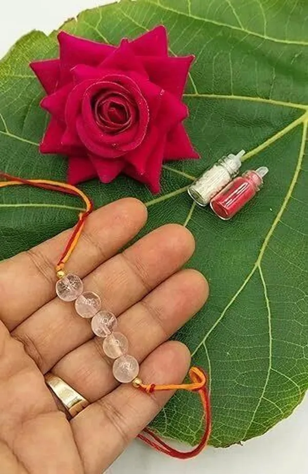 Designer_Clear_Quartz_5_Beads_Crystal_Stone_Rakhi|_Rakhi_For_Spiritual_Growth_Pearl_Rakhi_by_Multiagate_(Real_Gemstone,_Charm_Bracelet,_Crystal_Stone)