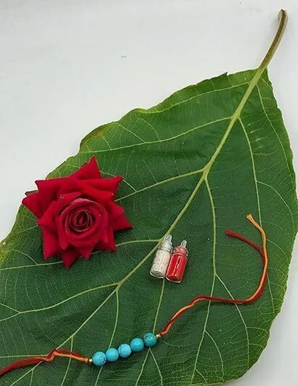Designer_Turquoise_5_Beads_Crystal_Stone_Rakhi|_Real_Gemstone_Rakhi_For_Brother_Pearl_Rakhi_by_Multiagate_(Real_Gemstone,_Charm_Bracelet,_Crystal_Stone)