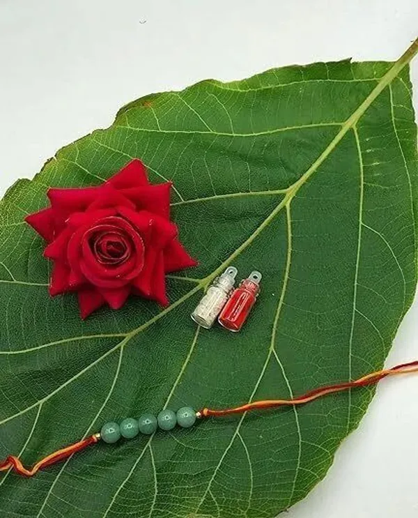 Designer_Green_Aventurine_5_Beads_Crystal_Stone_Rakhi|_Real_Gemstone_Rakhi_For_Brother_Pearl_Rakhi_by_Multiagate_(1_Rakhi_1_roli_1_chawal)