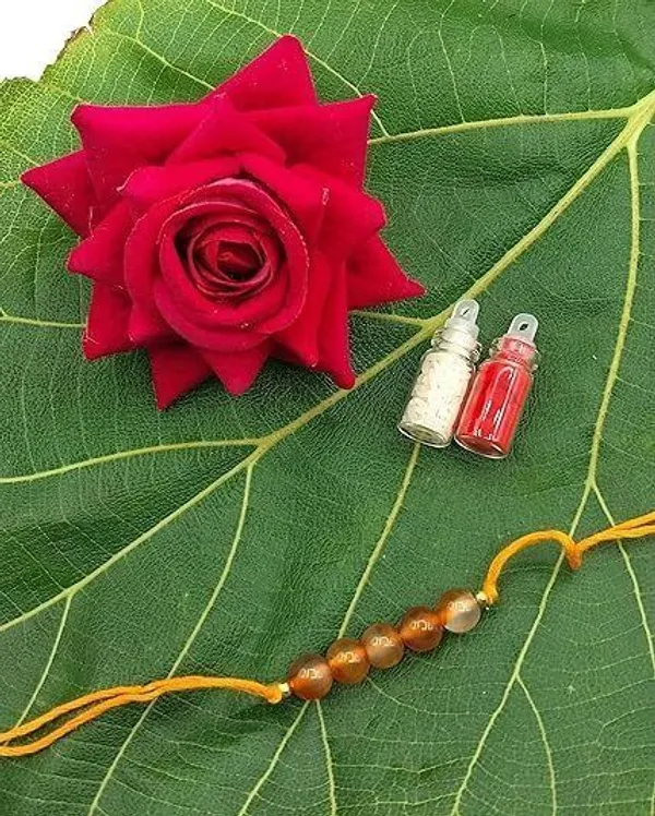 Designer_Carnelian_5_Beads_Crystal_Stone_Rakhi|_Real_Gemstone_Rakhi_For_Brother_Pearl_Rakhi_by_Multiagate_(Real_Gemstone,_Charm_Bracelet,_Crystal_Stone)