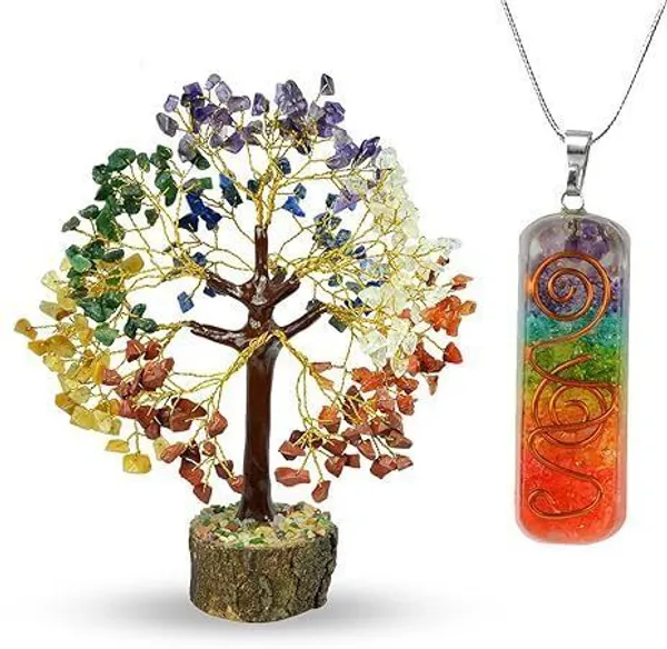 Multiagate_7_Chakra_Tree_300_Beads_with_7_Chakra_Orgone_Pendant_Decorative_Showpiece__-__25_cm_(Stone,_Multicolor)