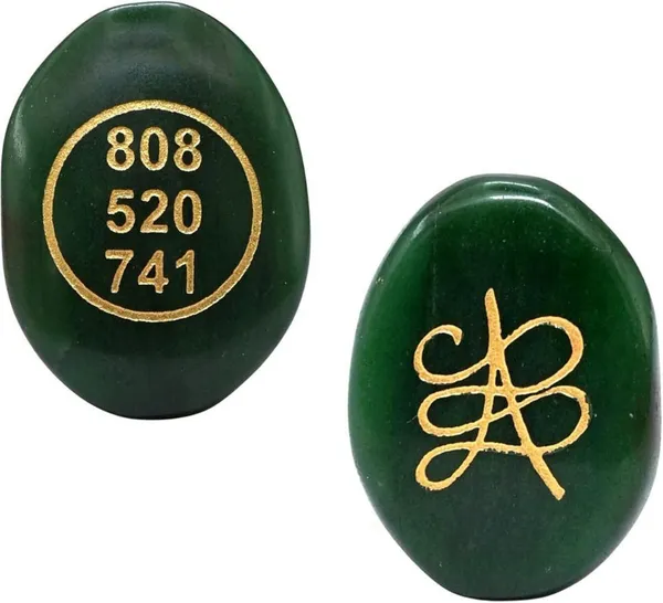 Multiagate_Green_Jade_&_Pyrite_Zibu_Symbols_Crystal_for_Money_Zibu_Coin_Decorative_Showpiece__-__6_cm_(Stone,_Green,_Gold)