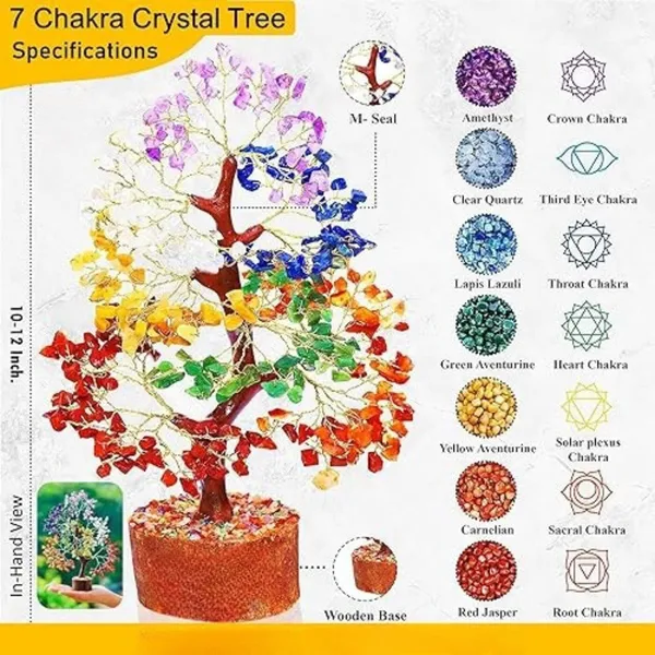 Multiagate_7_Chakra_Crystal_Tree_for_Positive_Energy:_Featuring_authentic_gemstones_Decorative_Showpiece__-__25_cm_(Stone,_Multicolor)