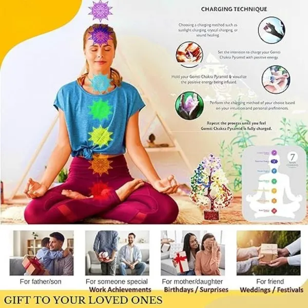 Multiagate_7_Chakra_Crystal_Tree_for_Positive_Energy:_Featuring_authentic_gemstones_Decorative_Showpiece__-__25_cm_(Stone,_Multicolor)