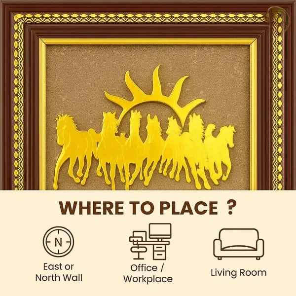 Multiagate_Pyrite_Stone_Frame_with_Vastu_Seven_Running_Horses_with_Sun_Decorative_Showpiece__-__17_cm_(Stone,_Gold)