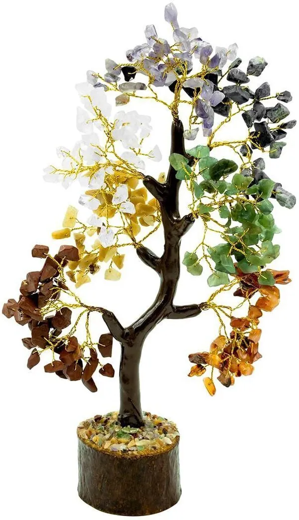 Multiagate_Seven_Chakra_Tree_|300_Beads|Chakra_Balancing_Crystal_Decorative_Showpiece__-__25_cm_(Stone,_Multicolor)
