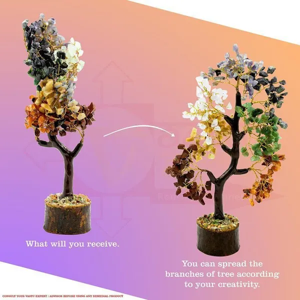 Multiagate_Seven_Chakra_Tree_|300_Beads|Chakra_Balancing_Crystal_Decorative_Showpiece__-__25_cm_(Stone,_Multicolor)