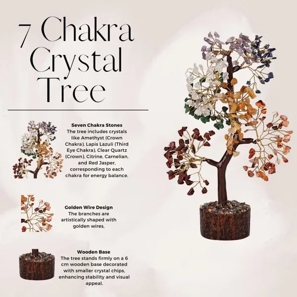 Multiagate_Seven_Chakra_Tree_|300_Beads|Chakra_Balancing_Crystal_Decorative_Showpiece__-__25_cm_(Stone,_Multicolor)