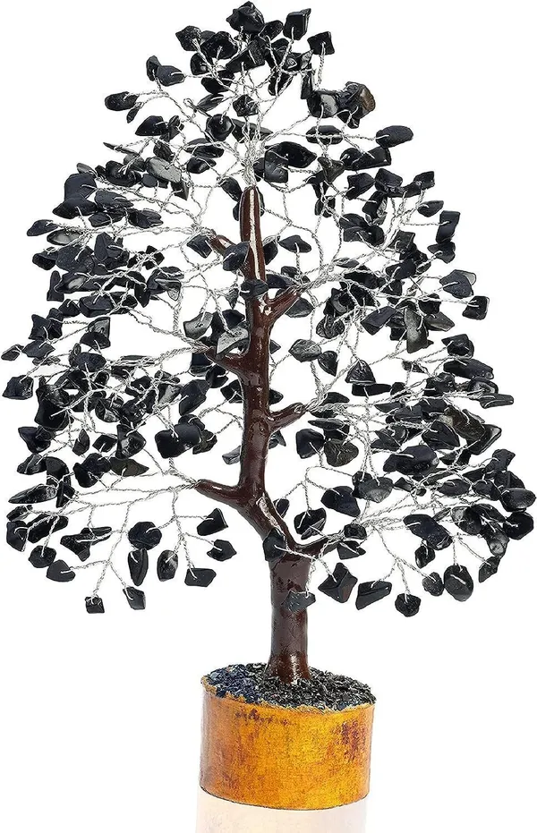 Multiagate_Black_Tourmaline_Tree,_Crystal_Tree_of_Life_for_Positive_Energy_-_Good_Luck_Tree_Decorative_Showpiece__-__28_cm_(Stone,_Black)