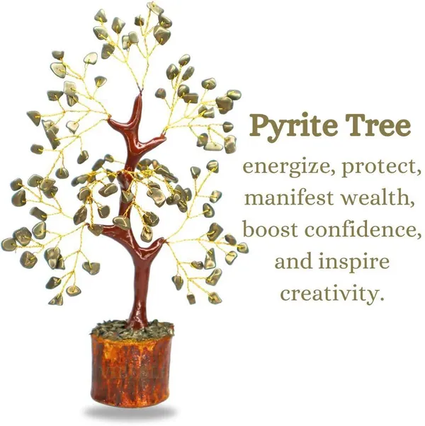 Multiagate_Pyrite_Crystal_Tree_with_Certified_Original_Pyrite_Tumble_-_Real_Pirate_Stone_Decorative_Showpiece__-__15_cm_(Crystal,_Silver)
