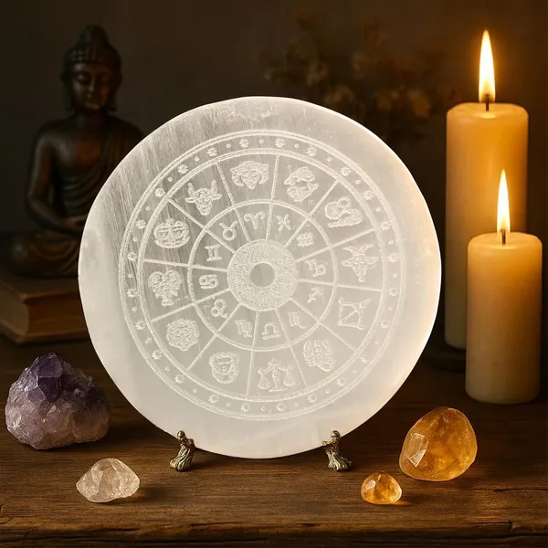 Multiagate_Selenite_Charging_Plate_with_Zodiac_Signs_–_Round_Crystal_Charging_Decorative_Showpiece__-__4_cm_(Stone,_White)