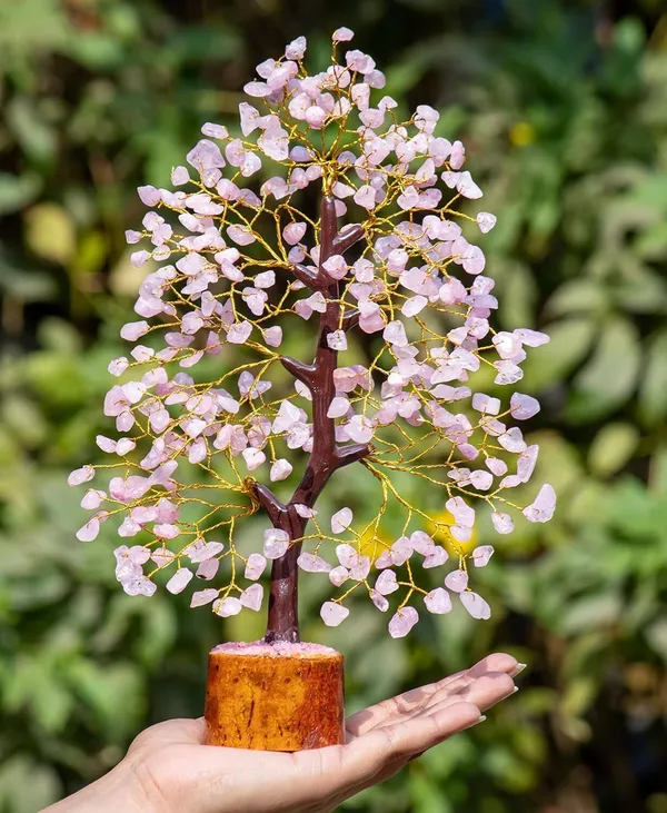 Multiagate_Rose_Quartz_Gemstone_Tree_-_Crystal_Tree_for_Positive_Energy_-_Chakra_Tree_Decorative_Showpiece__-__25_cm_(Stone,_Pink)