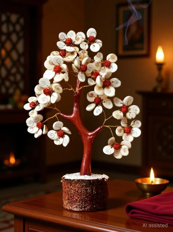 Multiagate_Gomti_Chakra_and_Rudraksh_Floral_Design_Stone_Tree_for_Vastu_and_Healing_Decorative_Showpiece__-__8_cm_(Stone,_Multicolor)