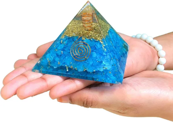 Multiagate_VIBESLE_Blue_Aquamarine_Orgone_Pyramid_with_Emf_Protection_and_Positive_Energy_Decorative_Showpiece__-__8_cm_(Crystal,_Blue)