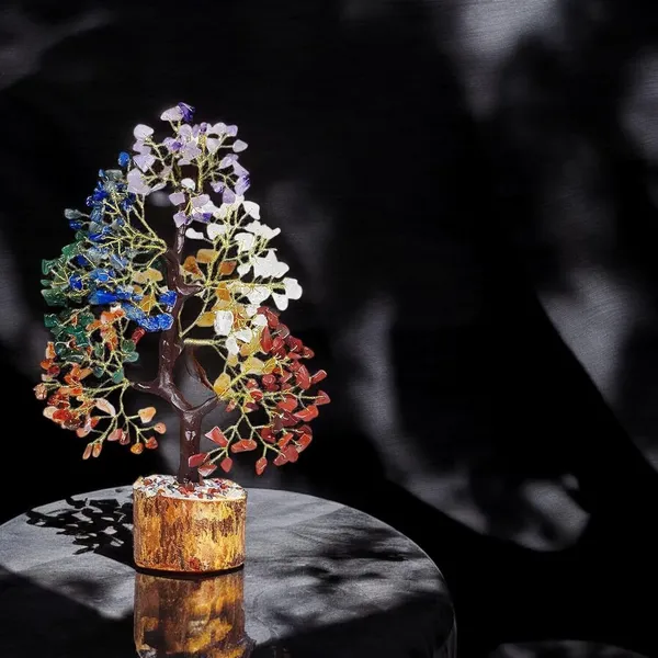 Multiagate_300_Beads_Handcrafted_Crystal_Tree_of_Life_Natural_Gemstone_Decorative_Showpiece__-__25_cm_(Stone,_Multicolor)