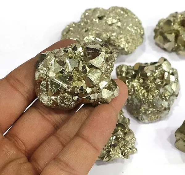 Multiagate_Natural_Peru_Pyrite_Cluster_Combo_to_Attract_Wealth_Prosperity_and_Abundance_Decorative_Showpiece__-__7_cm_(Crystal,_Silver)