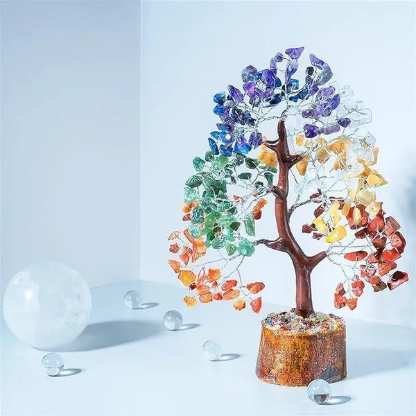 Multiagate_even_Chakra_Gemstone_Tree_Feng_Shui_Figurine_Money_Bonsai_Good_Luck_Decorative_Showpiece__-__25_cm_(Stone,_Multicolor)