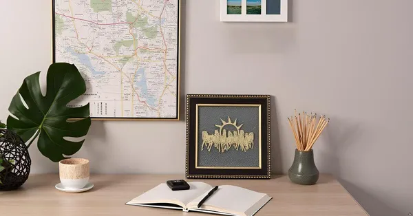 Multiagate_Certified_Original_7_Horses_with_Sun_Pyrite_Frame_Vastu_for_Good_Luck_Decorative_Showpiece__-__17_cm_(Stone,_Gold)
