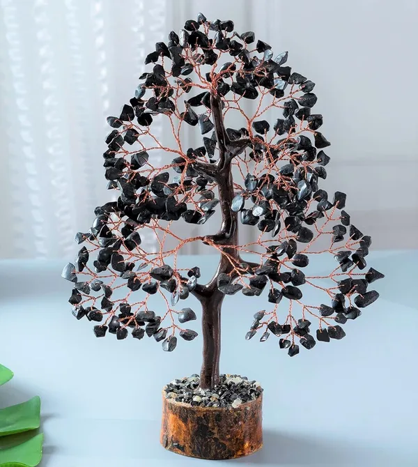Multiagate_Black_Tourmaline_Tree_-_Crystal_Tree_of_Life_-_Gemstone_Tree_Decorative_Showpiece__-__25_cm_(Stone,_Black)