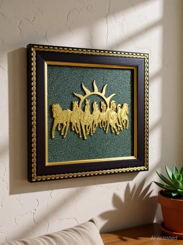 Multiagate_Pyrite_Dust_Vastu_Frame_|_Energized_Feng_Shui_Wealth_&_Positive_Energy_Decor_Decorative_Showpiece__-__17_cm_(Stone,_Gold)