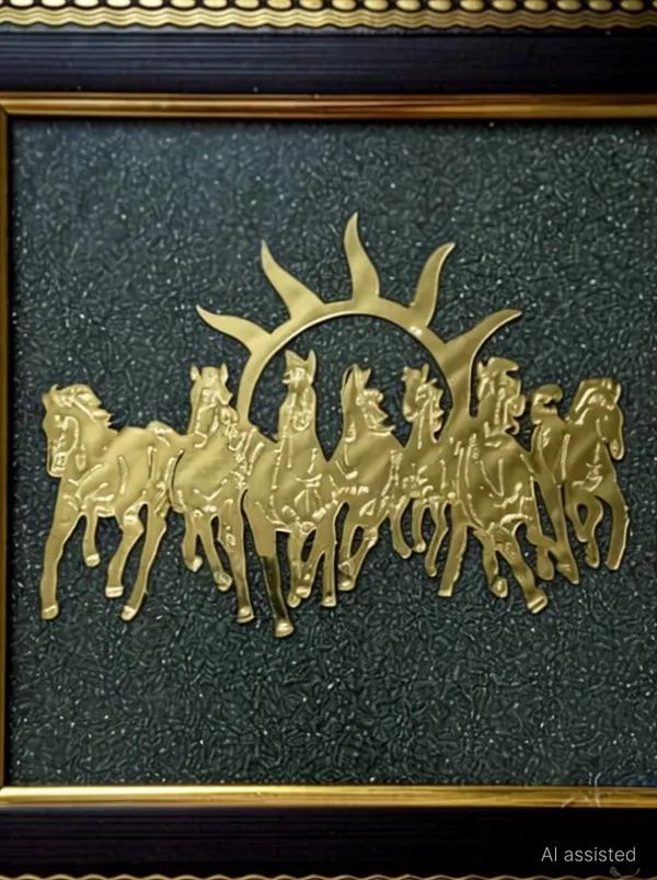 Multiagate_Pyrite_Dust_Vastu_Frame_|_Energized_Feng_Shui_Wealth_&_Positive_Energy_Decor_Decorative_Showpiece__-__17_cm_(Stone,_Gold)