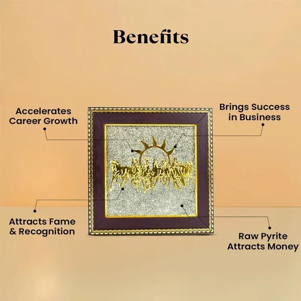 Multiagate_7_Horses_on_Raw_Pyrite_Frame_Pyrite_Stone_Frame_with_Vastu_Seven_Running_Decorative_Showpiece__-__17_cm_(Stone,_Gold)
