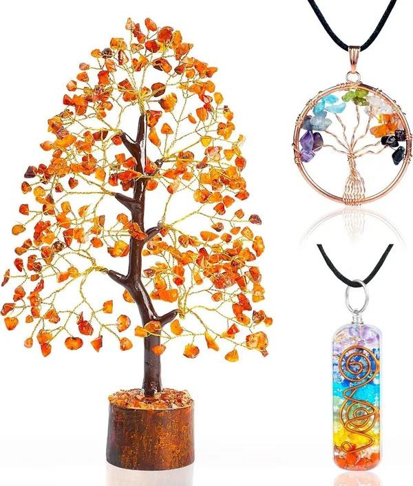 Multiagate_Carnelian_Gemstone_Tree_-_Crystal_Tree_of_Life_-_Chakra_Tree_Decor_Decorative_Showpiece__-__25_cm_(Stone,_Red)
