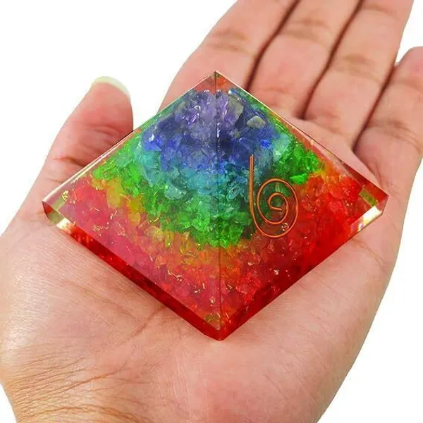 Multiagate_7_Chakra_Tree_300_Beads_with_7_Chakra_Orgone_Pyramid_Decorative_Showpiece__-__25_cm_(Stone,_Multicolor)