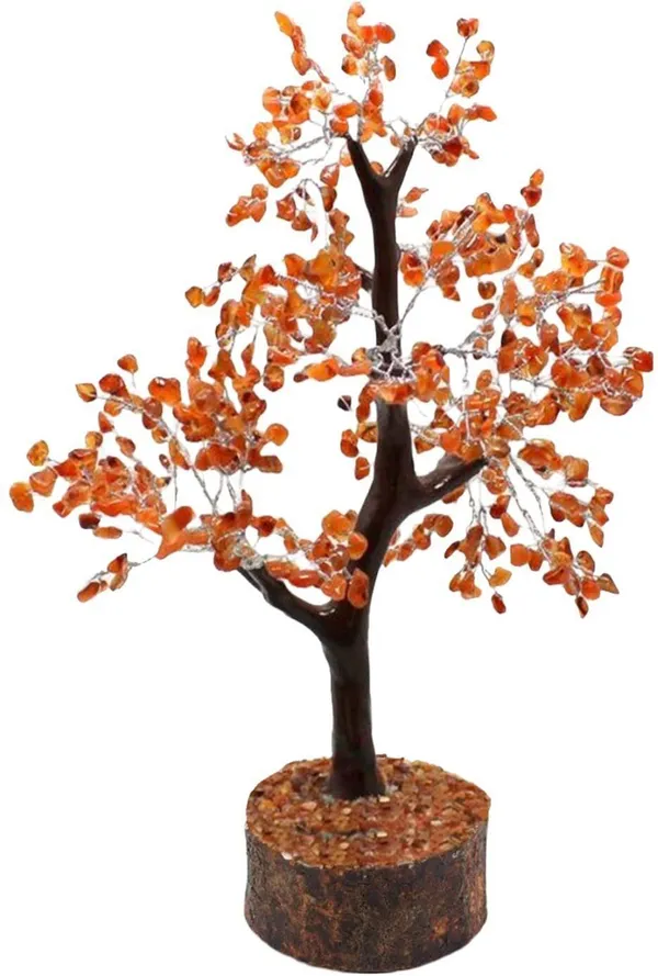 Multiagate_Carnelian_Agate_Money_Tree:_for_Showpiece,_Home_Decor,_Reiki_Healing_300_beads_Decorative_Showpiece__-__24_cm_(Stone,_Wood,_Red)